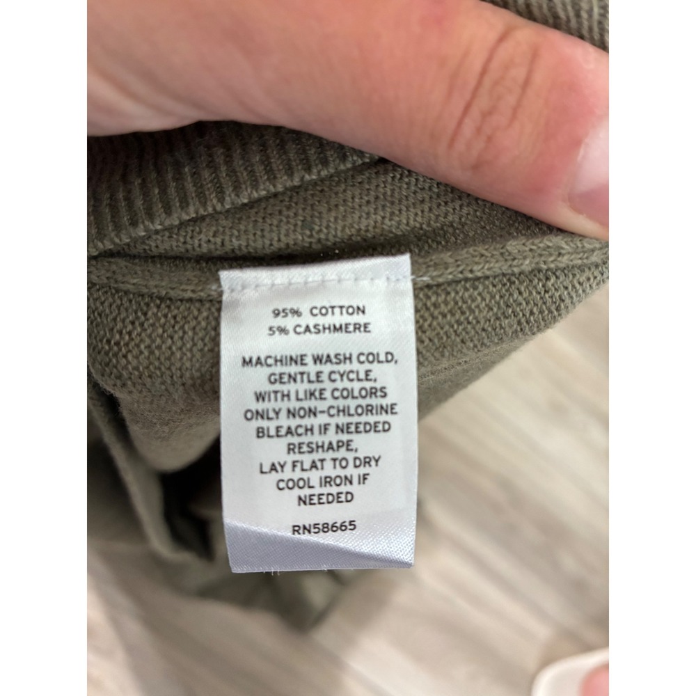 14th & Union Men's L Crew Neck Long Sleeve Cashmere Blend Sweater Olive Green - Picture 3 of 4